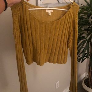 Yellow green sweater crop top